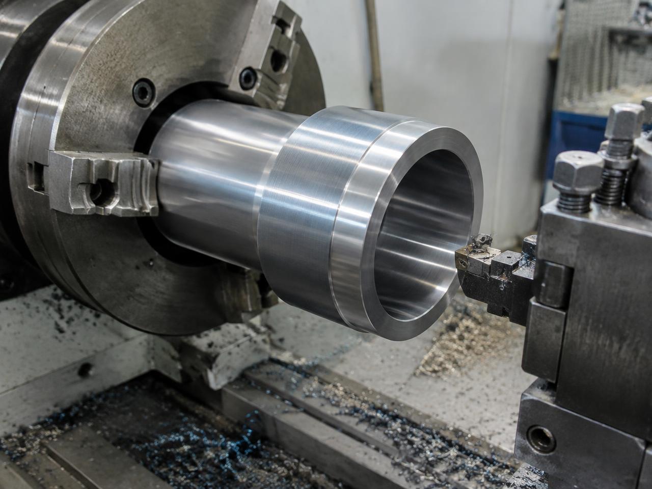 Lathe machining a steel bush